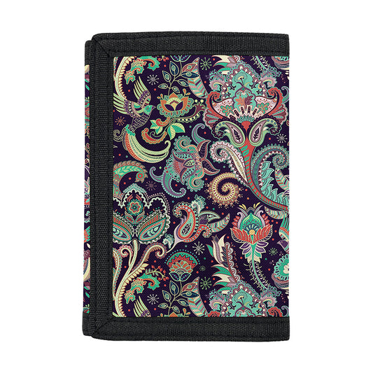 Retro Indian Paisley Pattern Print Trifold Wallet