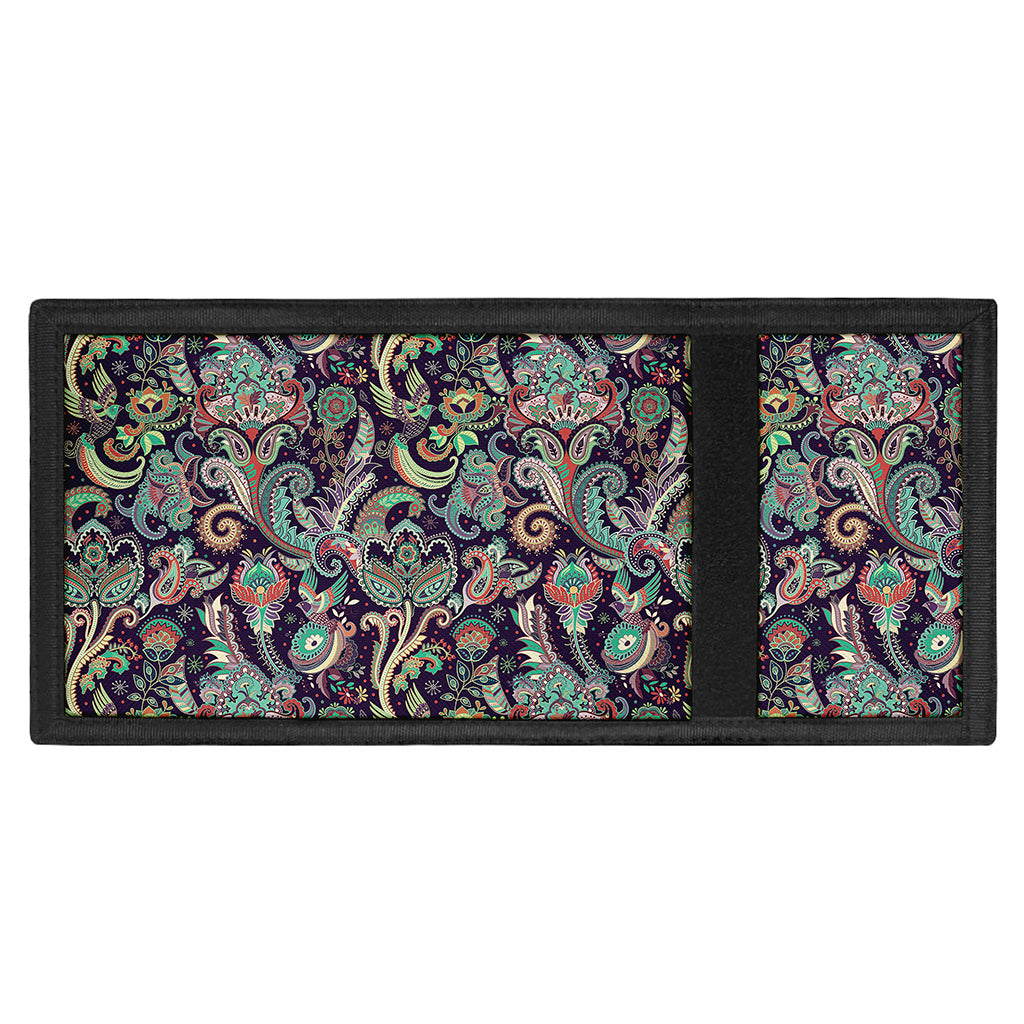 Retro Indian Paisley Pattern Print Trifold Wallet