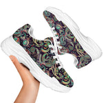 Retro Indian Paisley Pattern Print White Chunky Shoes