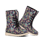 Retro Indian Paisley Pattern Print Winter Boots