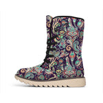 Retro Indian Paisley Pattern Print Winter Boots