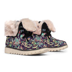 Retro Indian Paisley Pattern Print Winter Boots