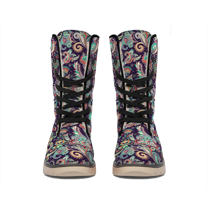 Retro Indian Paisley Pattern Print Winter Boots