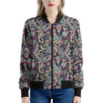 Retro Indian Paisley Pattern Print Women's Bomber Jacket