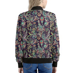 Retro Indian Paisley Pattern Print Women's Bomber Jacket
