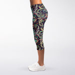 Retro Indian Paisley Pattern Print Women's Capri Leggings