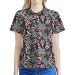 Retro Indian Paisley Pattern Print Women's Polo Shirt