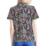 Retro Indian Paisley Pattern Print Women's Polo Shirt