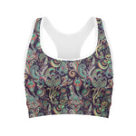 Retro Indian Paisley Pattern Print Women's Sports Bra