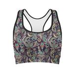 Retro Indian Paisley Pattern Print Women's Sports Bra