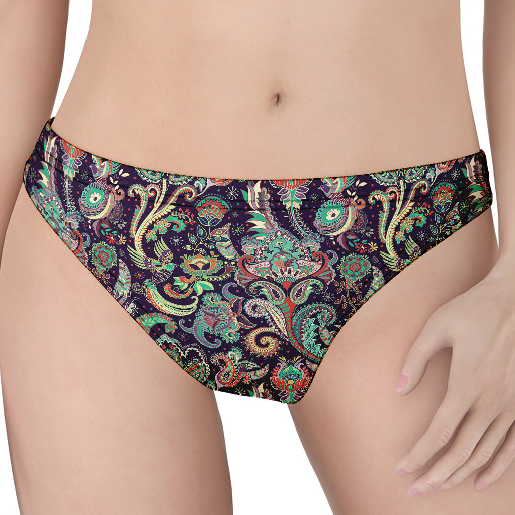 Retro Indian Paisley Pattern Print Women's Thong