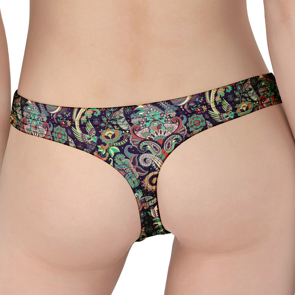 Retro Indian Paisley Pattern Print Women's Thong