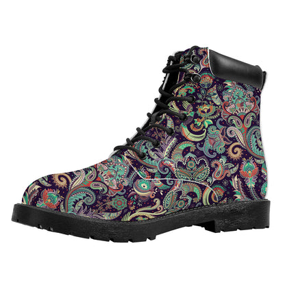Retro Indian Paisley Pattern Print Work Boots