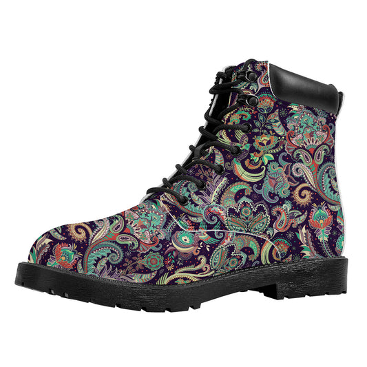 Retro Indian Paisley Pattern Print Work Boots