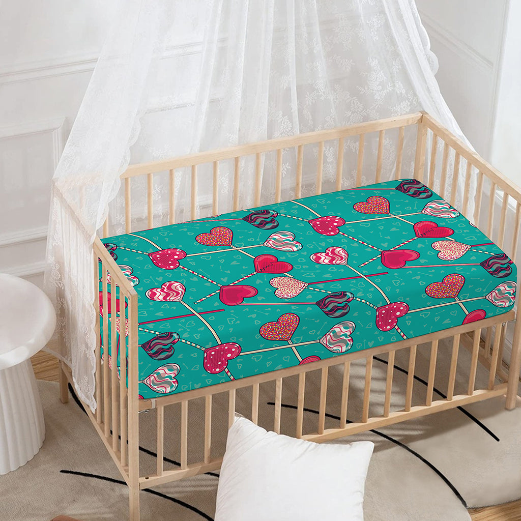 Retro Lollipop Pattern Print Baby Crib Sheet