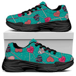 Retro Lollipop Pattern Print Black Chunky Shoes