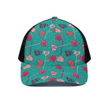 Retro Lollipop Pattern Print Black Mesh Trucker Cap