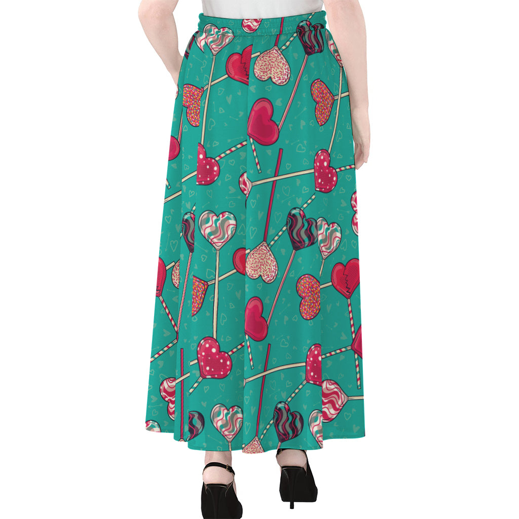 Retro Lollipop Pattern Print Chiffon Maxi Skirt