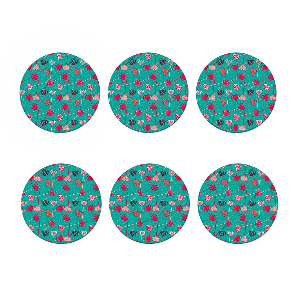 Retro Lollipop Pattern Print Coaster Set