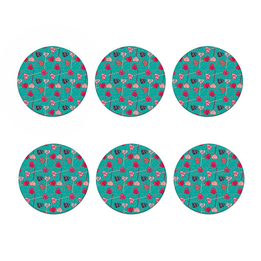 Retro Lollipop Pattern Print Coaster Set