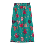 Retro Lollipop Pattern Print Cotton Front Slit Maxi Skirt