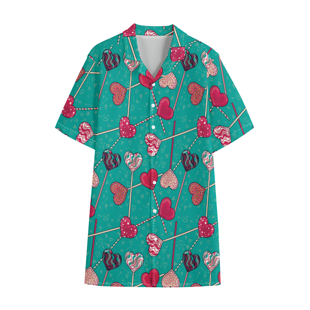 Retro Lollipop Pattern Print Cotton Hawaiian Shirt
