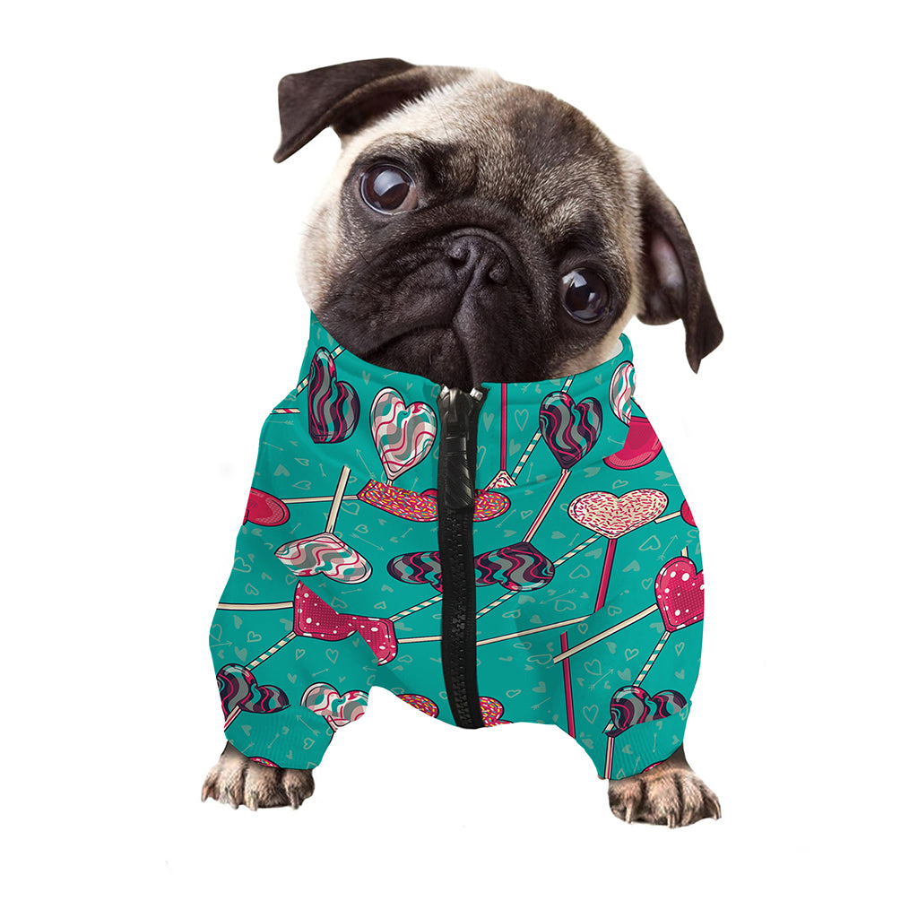 Retro Lollipop Pattern Print Dog Zip Up Jacket