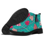 Retro Lollipop Pattern Print Flat Ankle Boots