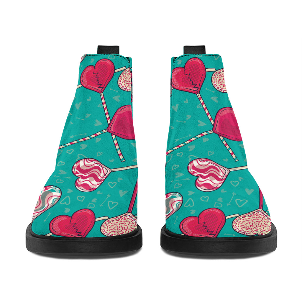 Retro Lollipop Pattern Print Flat Ankle Boots