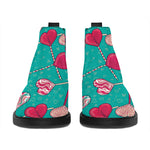 Retro Lollipop Pattern Print Flat Ankle Boots