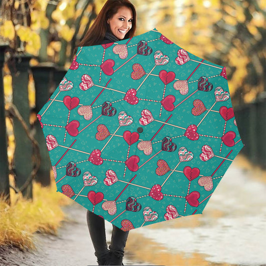 Retro Lollipop Pattern Print Foldable Umbrella