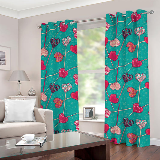 Retro Lollipop Pattern Print Grommet Curtains