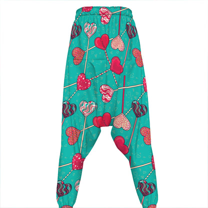 Retro Lollipop Pattern Print Hammer Pants