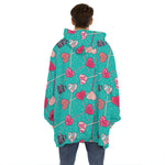 Retro Lollipop Pattern Print Hoodie Blanket