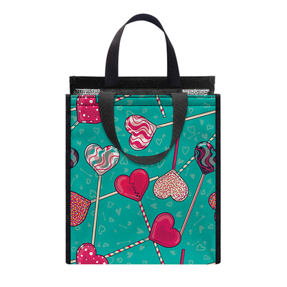 Retro Lollipop Pattern Print Insulated Lunch Tote