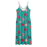 Retro Lollipop Pattern Print Jersey Midi Cami Dress