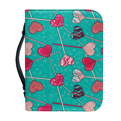 Retro Lollipop Pattern Print Leather Bible Cover