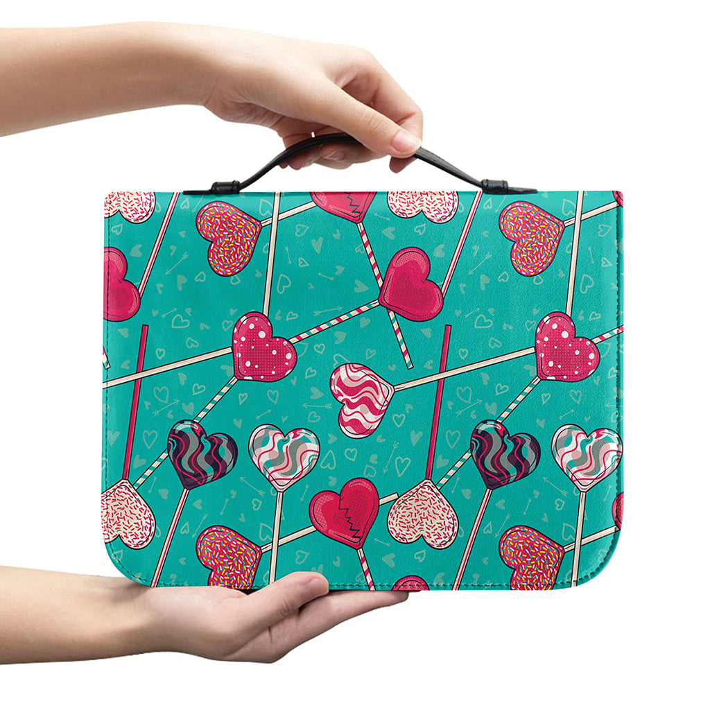 Retro Lollipop Pattern Print Leather Bible Cover