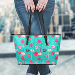 Retro Lollipop Pattern Print Leather Tote Bag