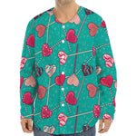Retro Lollipop Pattern Print Long Sleeve Baseball Jersey