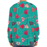 Retro Lollipop Pattern Print Long Sleeve Baseball Jersey