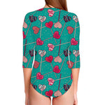 Retro Lollipop Pattern Print Long Sleeve Swimsuit