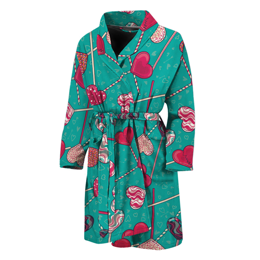 Retro Lollipop Pattern Print Men's Bathrobe