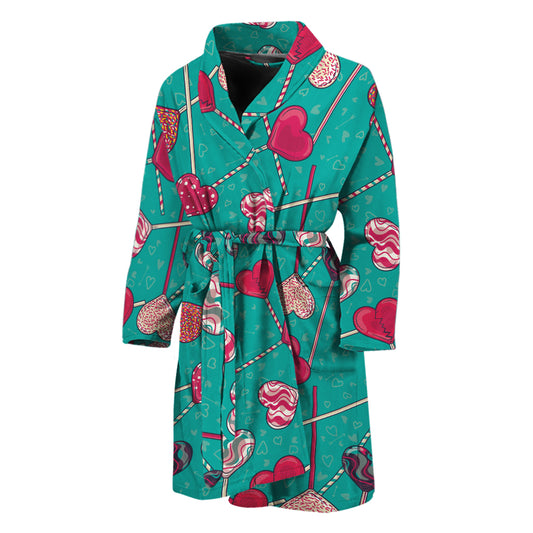 Retro Lollipop Pattern Print Men's Bathrobe