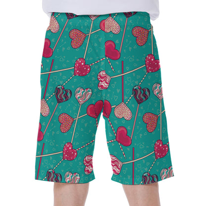 Retro Lollipop Pattern Print Men's Beach Shorts