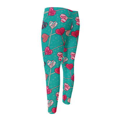 Retro Lollipop Pattern Print Men's Compression Pants
