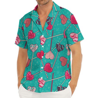 Retro Lollipop Pattern Print Men's Deep V-Neck Shirt