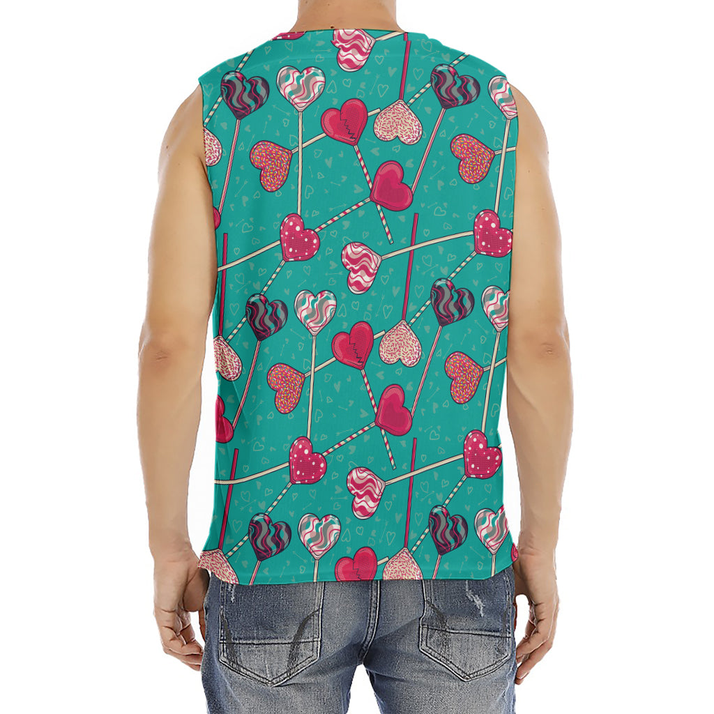 Retro Lollipop Pattern Print Men's Fitness Tank Top