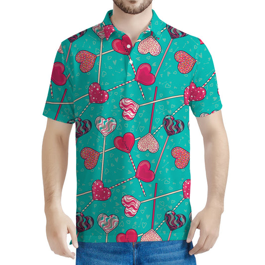 Retro Lollipop Pattern Print Men's Polo Shirt