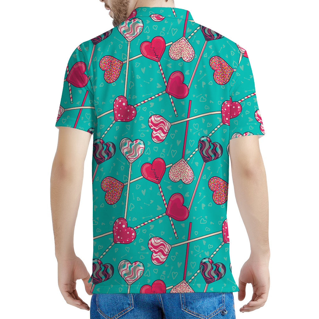 Retro Lollipop Pattern Print Men's Polo Shirt